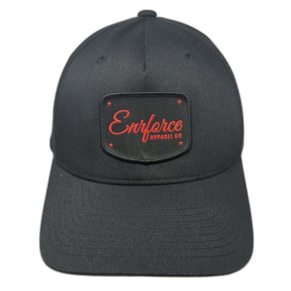 Flexfit 5 Panel Black XL Enforce Apparel Co Patch Stretch Fit Polyester Hat